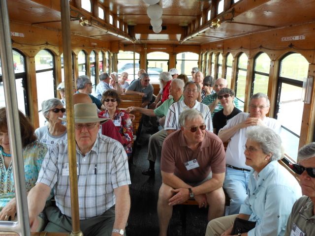 Back on the trolley going to the flightline at Whiting Field