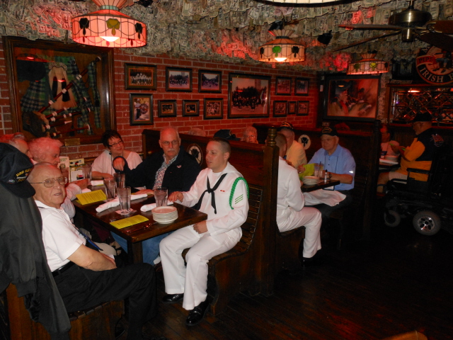The NAS Pensacola color guard joins the USS Kearsarge for lunch at McGuire's Irish Pub