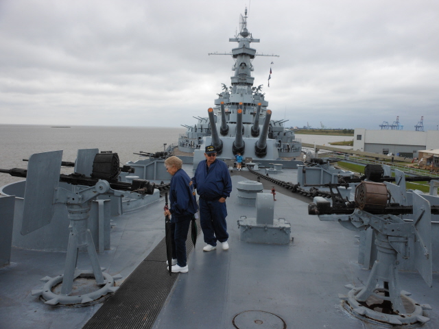 On the deck of the USS Alabama